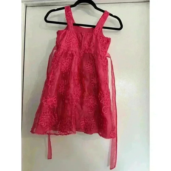 Rare Editions Hot Pink Tulle Size 7 Formal Dress Flower Girl Wedding Dress Up - Picture 2 of 9